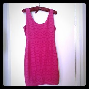 Bright Pink Fitted Scoop Neck Dress (M)